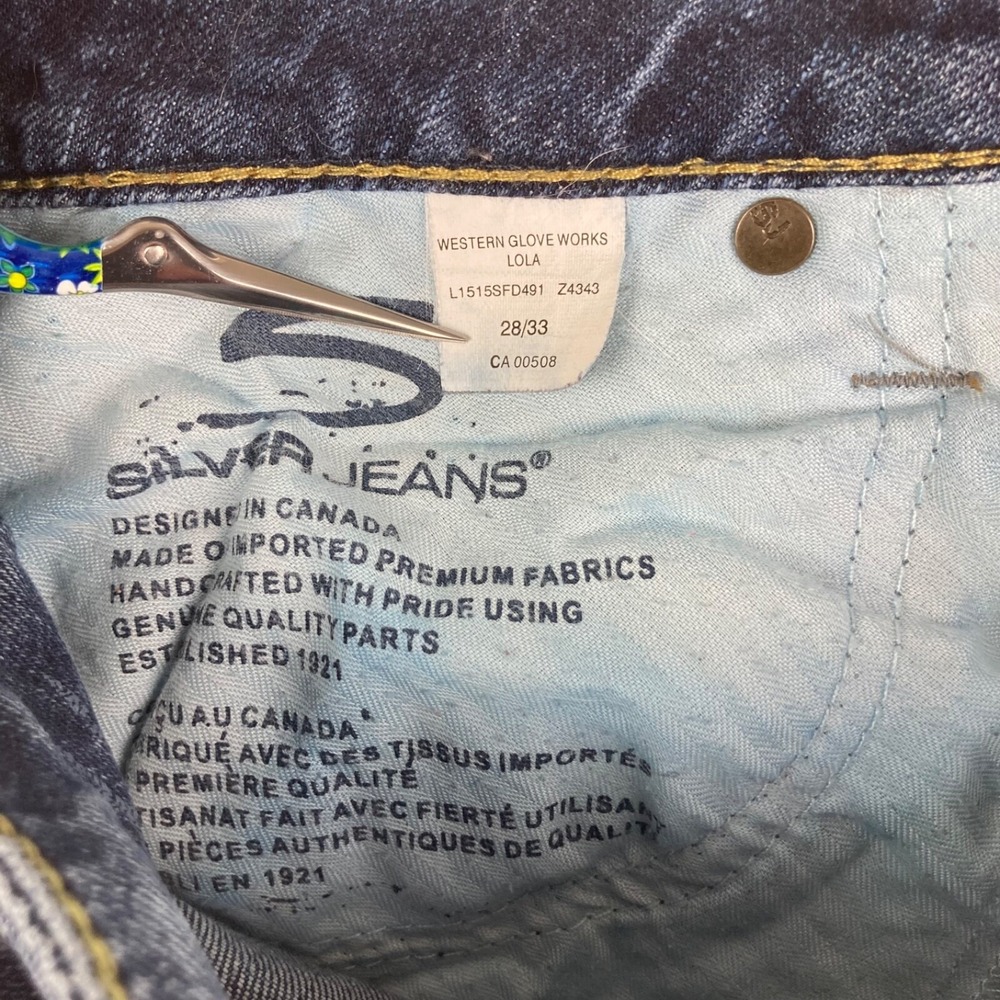Silver Jeans Western Glove Works Lola Blue Jeans Cut Into Shorts Sz 28 - Picture 12 of 13